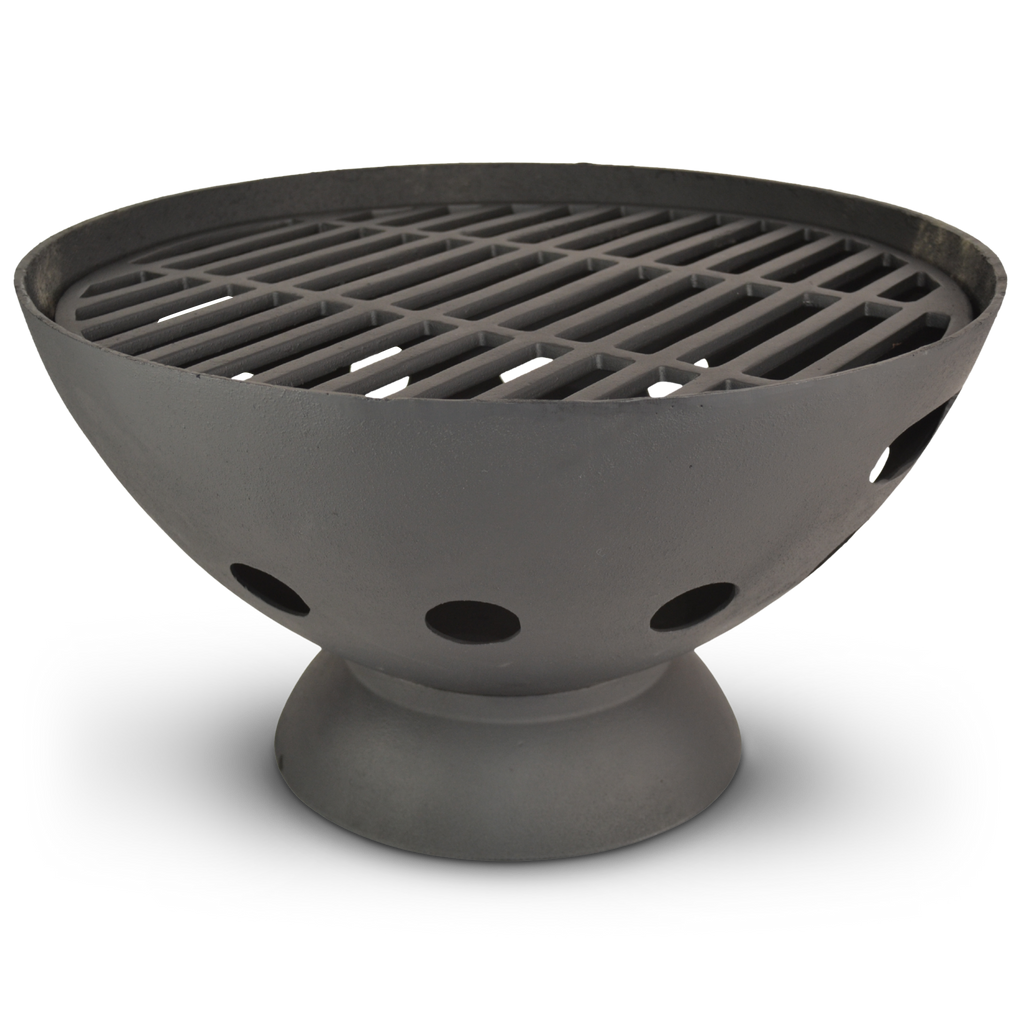 Alaska 55cm BBQ Fire Pit with Grill - Black - Cooking Fire Pit