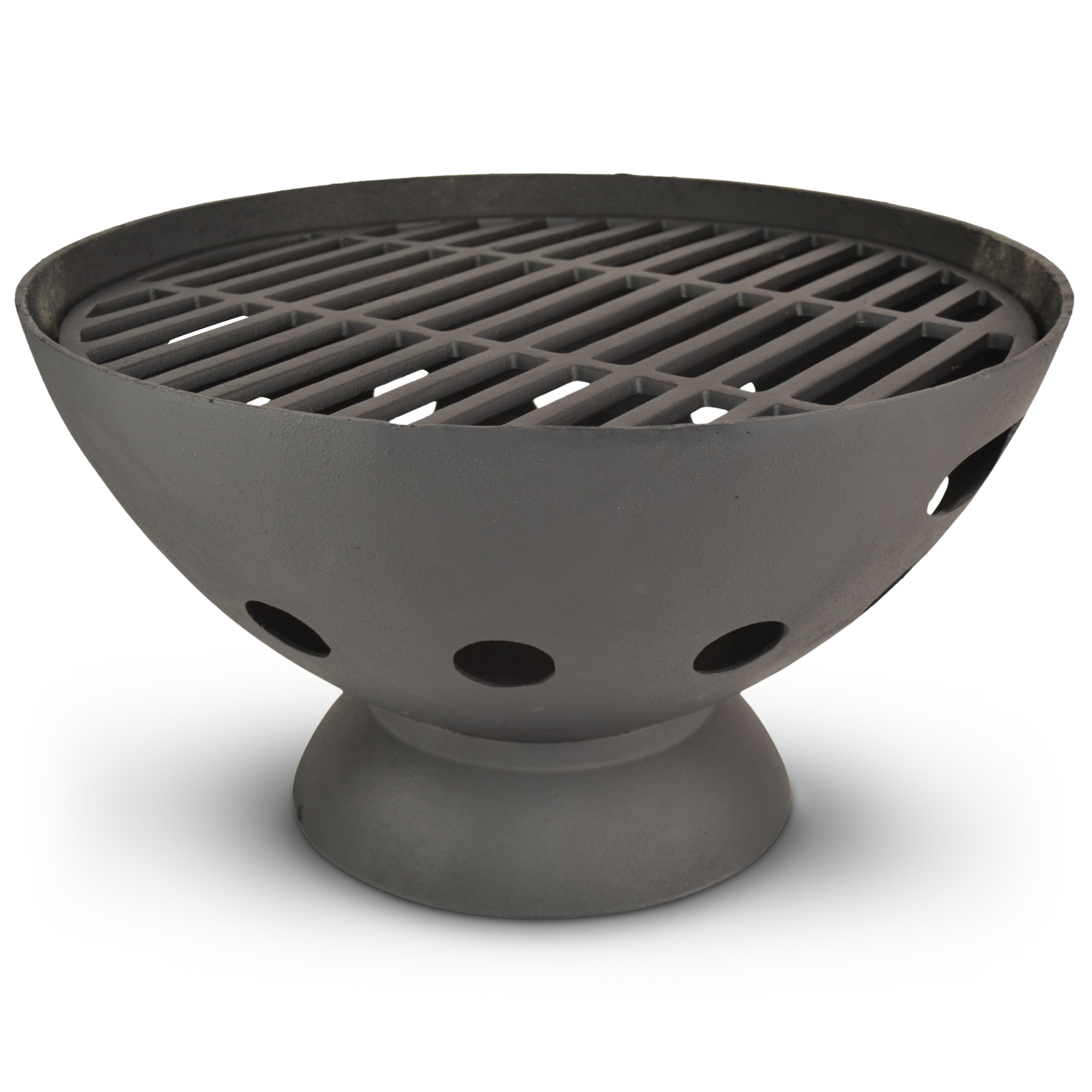 Alaska 55cm BBQ Fire Pit with Grill - Black - Cooking Fire Pit