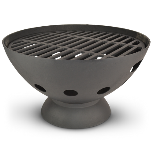 Alaska 55cm BBQ Fire Pit with Grill - Black - Cooking Fire Pit