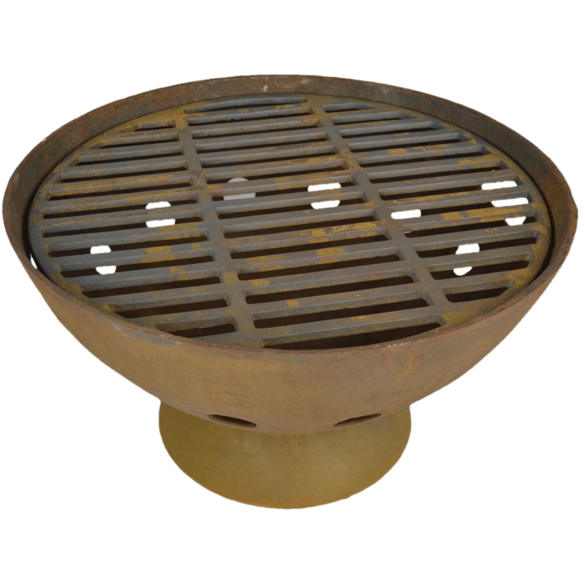 Alaska 55cm BBQ Fire Pit with Grill - Natural Rustic Finish - Cooking Fire Pit