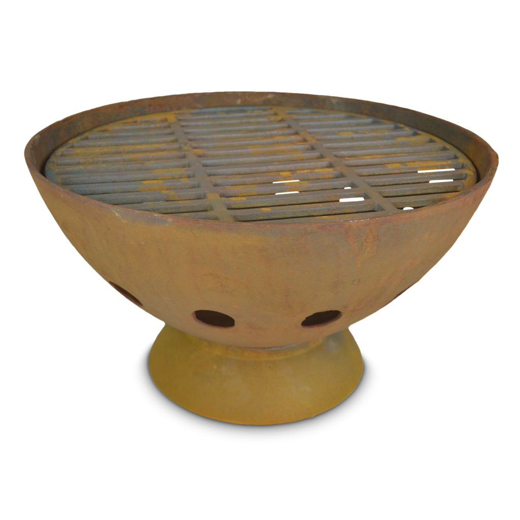 Alaska 55cm BBQ Fire Pit with Grill - Natural Rustic Finish - Cooking Fire Pit