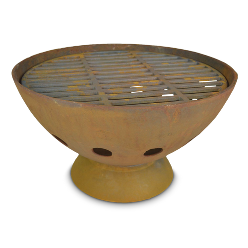 Alaska 55cm BBQ Fire Pit with Grill - Natural Rustic Finish - Cooking Fire Pit